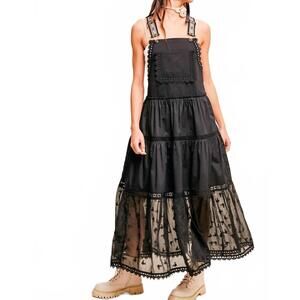 NEW IN-LOOM ashlyn overall maxi dress in black